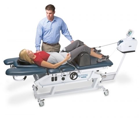 Patient on traction table