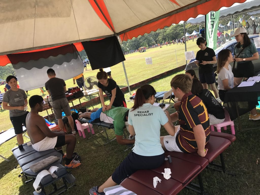 chiropractic and physio care at rugby event