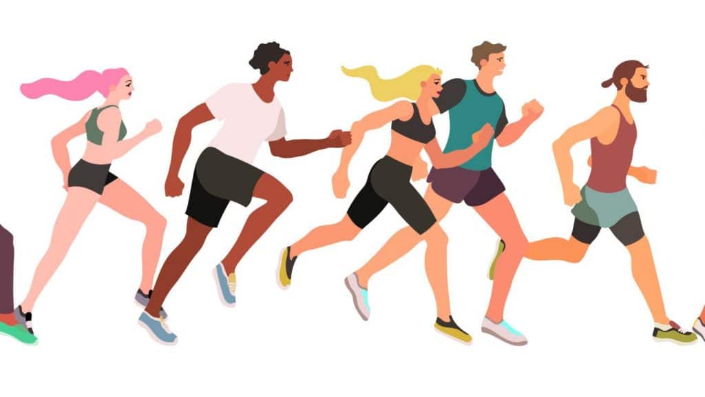 illustration of group of people running